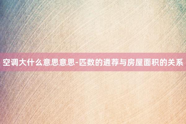 空调大什么意思意思-匹数的遴荐与房屋面积的关系